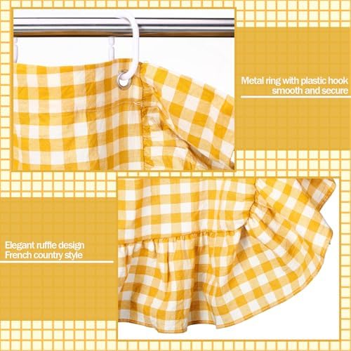 HunnmingRe Ruffled Gingham Shower Curtain Yellow