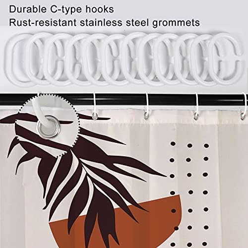 Mid Century Terracotta Stall Shower Curtain with Hooks 36x72 Inch