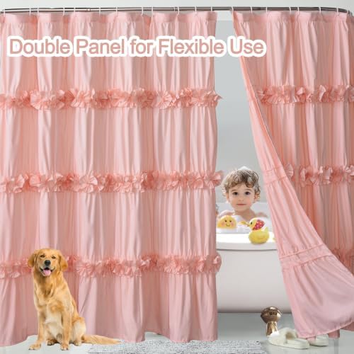 Homechoice Decor 2-Piece Peach Shower Curtain, 72" W x 72" H x 2 Panels