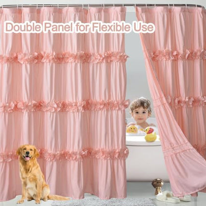 Homechoice Decor 2-Piece Peach Shower Curtain, 72" W x 72" H x 2 Panels