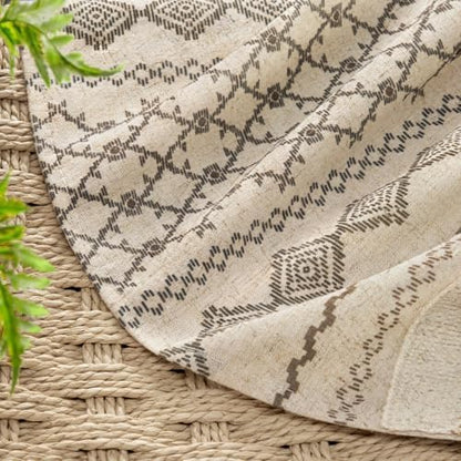 Natural Linen Boho Shower Curtain,72" W x 96" L