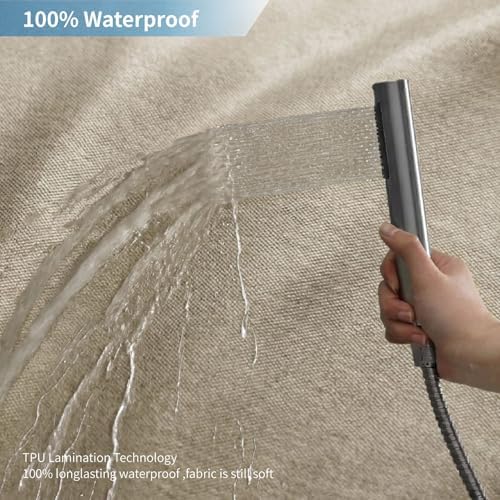 Extra Long Fabric Shower Curtain with Waterproof Layer,72x84,Khaki