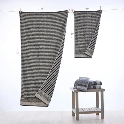 SKL Home Lewis Bath Towel, Premium 100% Cotton, Black