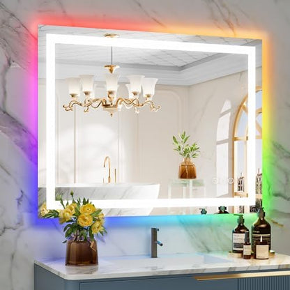 40x30 LED Bathroom Mirror with Lights, RGB Backlit Lighted Mirror