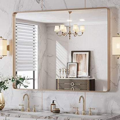 LOAAO 40"X30" Gold Bathroom Mirror