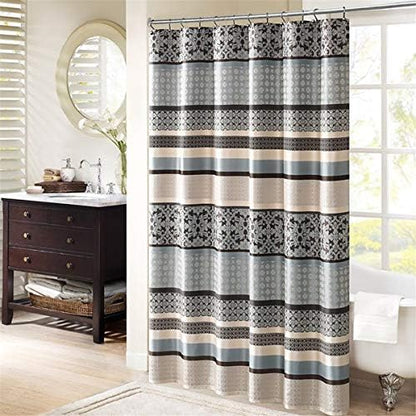 Madison Park Geometric Jacquard Fabric Shower Curtain, 72"x72", Blue