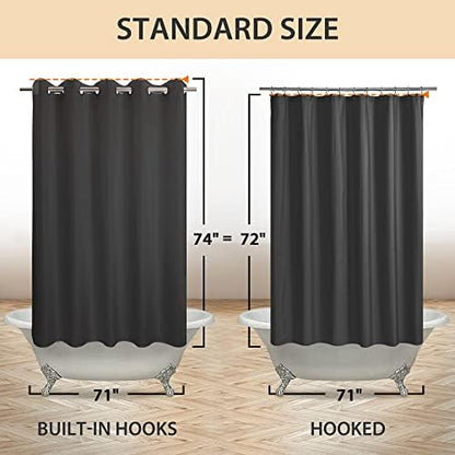 River Dream No Hook Hotel Cloth Shower Curtain Black, Standard Size