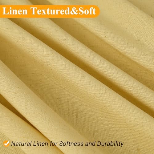 Naturoom Linen Shower Curtain 72 Inch Long for Bathroom Yellow 1 Panel