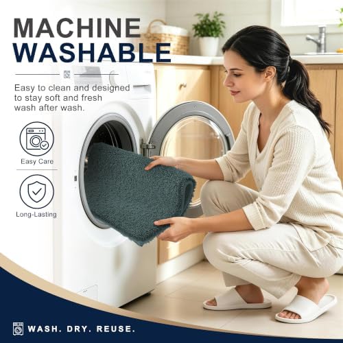 OLANLY Microfiber Soft Bathroom Toilet Rugs U-Shaped, 24x20, Blackish Green