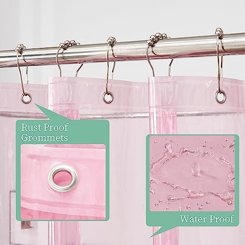 Mrs Awesome Clear Pink Shower Curtain Liner with 3 Magnets, 72x72