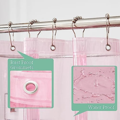 Mrs Awesome Clear Pink Shower Curtain Liner with 3 Magnets, 72x72