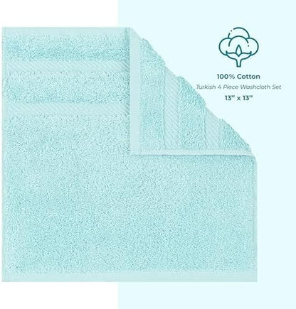 American Soft Linen 100% Cotton Luxury Turkish Towels, 4 PC Washcloth Set