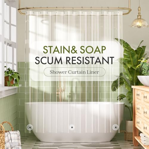 Bathway Shower Curtain Liner, Clear Shower Curtain Liner 70x72 PEVA Waterproof Shower Curtain Liner Plastic with 3 Magnets and 12 Rustproof Metal Grommets, Lightweight Shower Liner for Bathroom