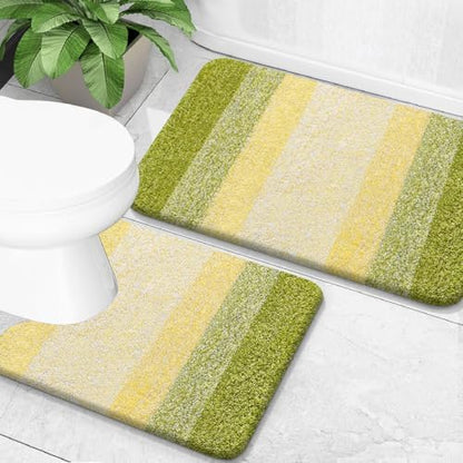 OLANLY Micorfiber Bathroom Rug Set 2 Piece, 30"x20"+U-Shaped 24"x20"