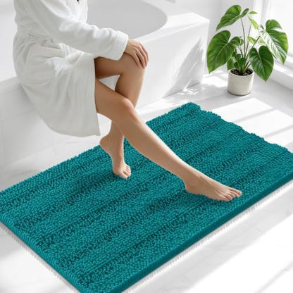 Smiry Thick Chenille Bathroom Runner Rugs 44x24, Soft Bath Mat, Deep Lake