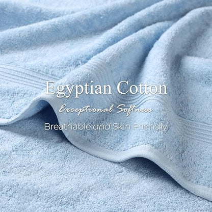Superior Egyptian Cotton 9-Piece Towel Set, Assorted Towels for Home Bathroom, Guest Bath Decor Essentials, Includes 3 Bath, 3 Hand, 3 Face Towels/Washcloths, Quick Dry, Absorbent - Light Blue