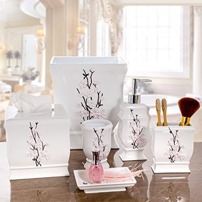 Creative Scents Vanda White Trash Can 1.48 Gal / 5.6L - Decorative Designed Wastebasket - Durable Small Bathroom Trash Can - Waste Basket for Bathroom, Powder Room, Bedroom Or Living Room Decor