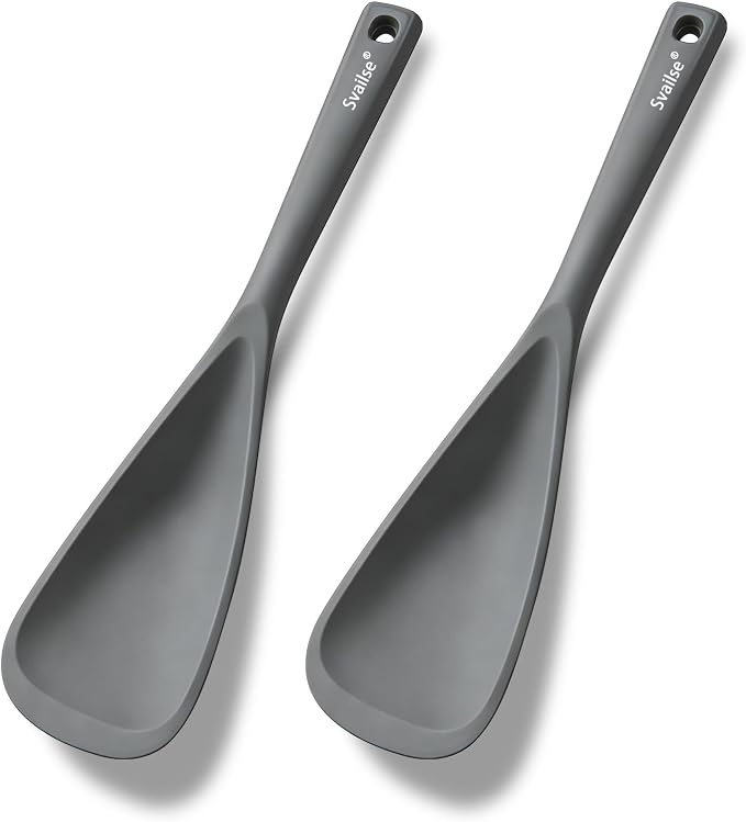 Cooking Spoon for Nonstick Cookwares, Multifunction Silicone Spatula Spoons BPA Free, Great for Mixing, Scooping, Scraping and Serving, Dishwasher Safe (2 Gray, 12.6 inch)