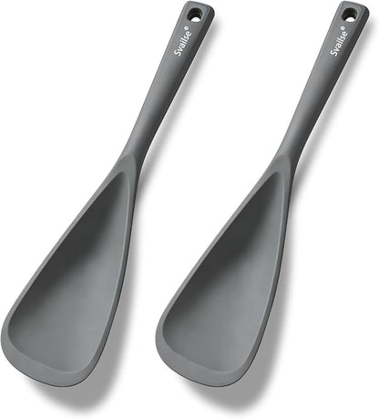 Cooking Spoon for Nonstick Cookwares, Multifunction Silicone Spatula Spoons BPA Free, Great for Mixing, Scooping, Scraping and Serving, Dishwasher Safe (2 Gray, 12.6 inch)