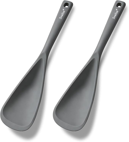 Cooking Spoon for Nonstick Cookwares, Multifunction Silicone Spatula Spoons BPA Free, Great for Mixing, Scooping, Scraping and Serving, Dishwasher Safe (2 Gray, 12.6 inch)