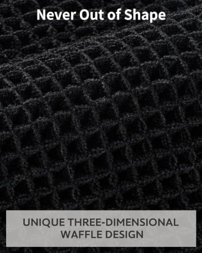 tchdio Waffle Bath Mat Rug, Super Absorbent Non Slip Bath Mats Ultra Soft Bathmat Machine Washable Bathroom Rugs with Tassels, Bath Rugs for Bathroom Floor Beside Tub, 20" x 32", Black