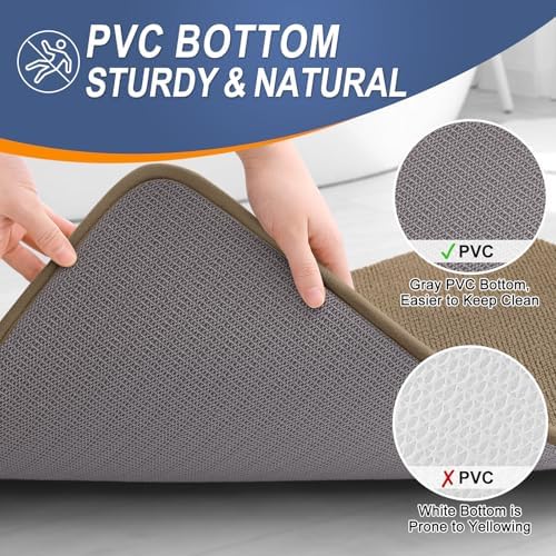 OLANLY Memory Foam Bathroom Runner Rug 59x24, Absorbent Long Bath Mat, Tan