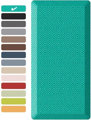 Ophanie Kitchen mats for Floor, 3/4 inch Thick, Kitchen Rugs, 20''x39'' Anti Fatigue Standing Cushioned Mat, Waterproof,Comfort Ergonomic mat for Office, Home, Sink, Teal Non-Slip Bottom
