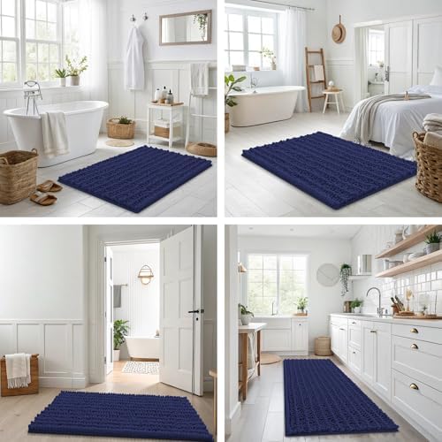 Smiry Bathroom Rugs 40X32, Extra Soft Rubber Backing Chenille Bath Mats