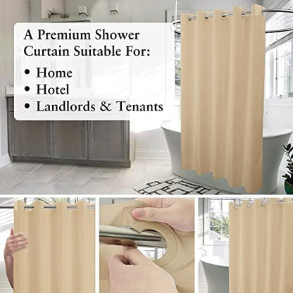 River Dream No Hook Stall Shower Curtain or Liner Microfiber Beige, 36x74