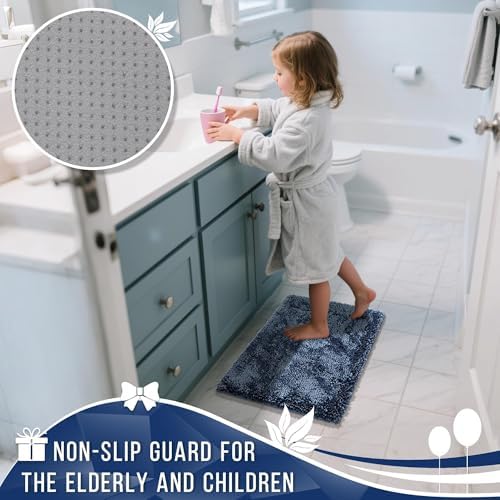 Yimobra Large Bathroom Rug Non Slip 36x24 Inch, Extra Thick Soft Absorbent Chenille Bath Mat, Machine Washable Bath Rugs for Bathroom Floor, Tub and Shower, Home Decor Accessories, Light Blue