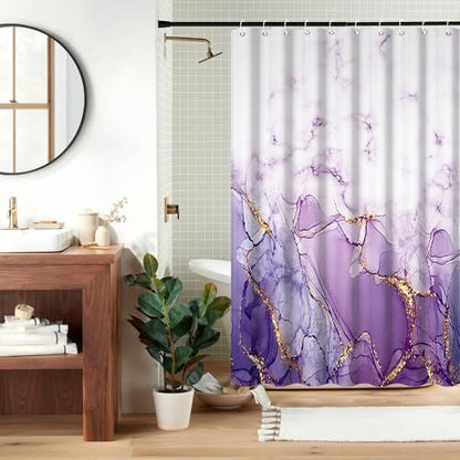 Purple Marble RV Stall Waterproof Shower Curtain 54x72 inches