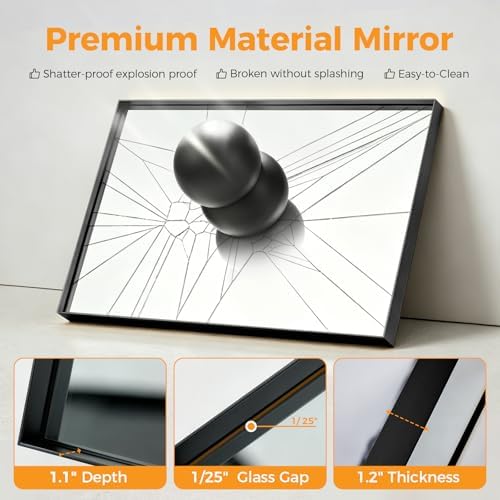 Sweetcrispy Black Bathroom Mirrors for Over Sink, 24" x 40" Rectangle