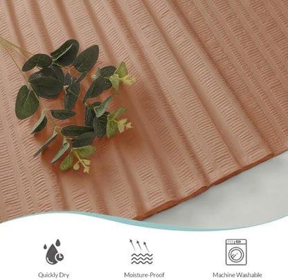 Aiyufeng Moga Coral Fabric Shower Curtains for Bathroom - Hotel Spa Polyester Cloth Bath Curtain with 12 Holes, 72x72, Machine Washable, Coral
