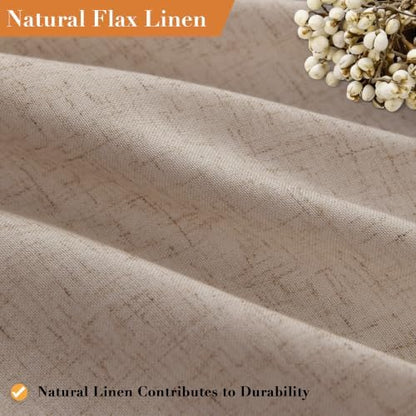 Nanspring Extra Long Linen Shower Curtain for Bathroom 96 Inch Sand Beige