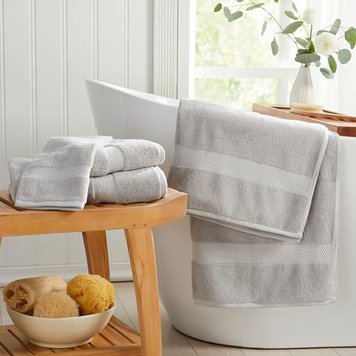 Springtree Home 100% Cotton Luxury Hotel Bath Towel Set | 4-Pack | Grey
