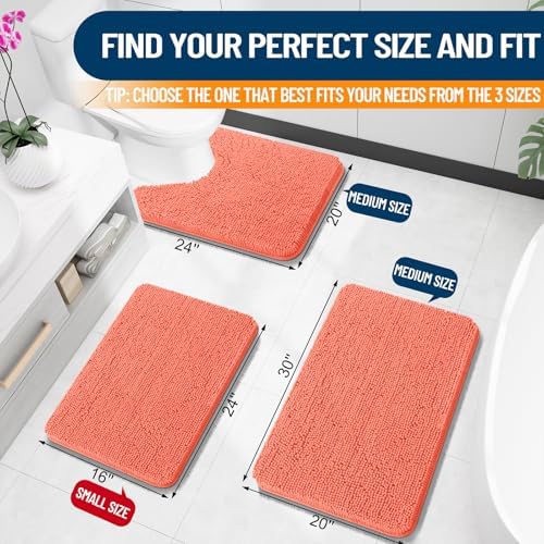 OLANLY Toilet Rugs U-Shaped 24x20, Soft Absorbent Chenille Contour Rugs