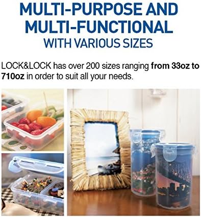 LOCK & LOCK Airtight Rectangular Food Storage Container with Drain Tray 131.87-oz / 16.48-Cup