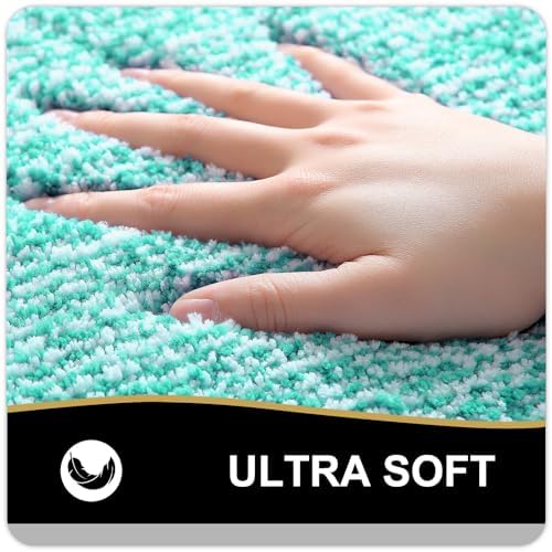 OLANLY Bathroom Rugs 30x20, Soft Absorbent Microfiber Bath Rugs, Green
