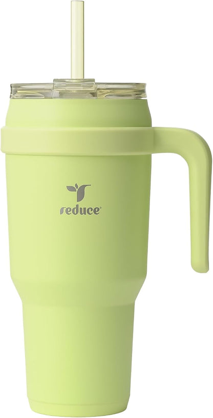 REDUCE 40 oz Stainless Steel Tumbler with Handle - Dual-Wall Vacuum Insulated Travel Mug, Sweat-Proof Lid & Reusable Straw - Keeps Drinks Cold for 24 Hrs, Fits Cupholders, Dishwasher Safe - Mojito