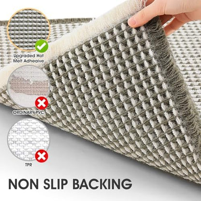 IM HOME Waffle Bath Mat Set 3 Piece Green & Cream,Woven Modern Bath Rug Mats, Absorbent Non Slip Bath Floor Mat, Soft Washable Boho Bath Rugs with Tassels for Bathroom, Bedroom, Kitchen, Tub