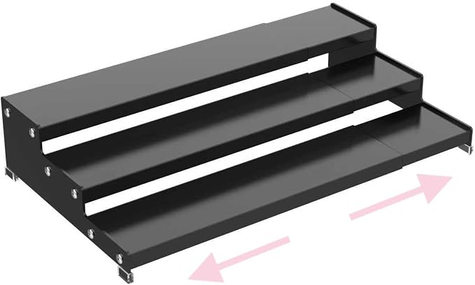 Step Can Organizer, Metal Tiered Spice Rack for Kitchen Counter, 3-Tier Storage Shelf for Canned Food （1Pack/Black/Without holes