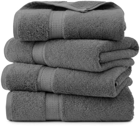 Superior Egyptian Cotton Plush & Absorbent, Bath Towel Set of 4, Charcoal