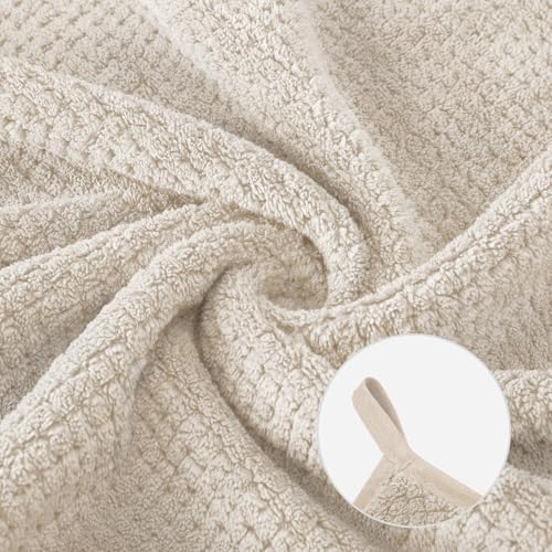 MaopaoBeauty 6 Piece Washcloth Set Set,100% Microfiber - Quick Dry, Thick, Soft, Plush and Highly Absorbent Luxury Hotel & Spa Bath Towel for Bathroom, Pack of 6, Khaki