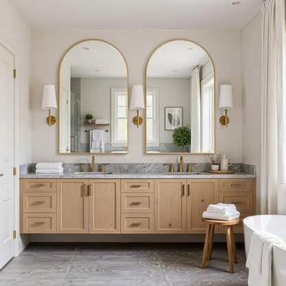 FICTOR 30" x 50" Arched Bathroom Vanity Mirror for Over Sink, Gold