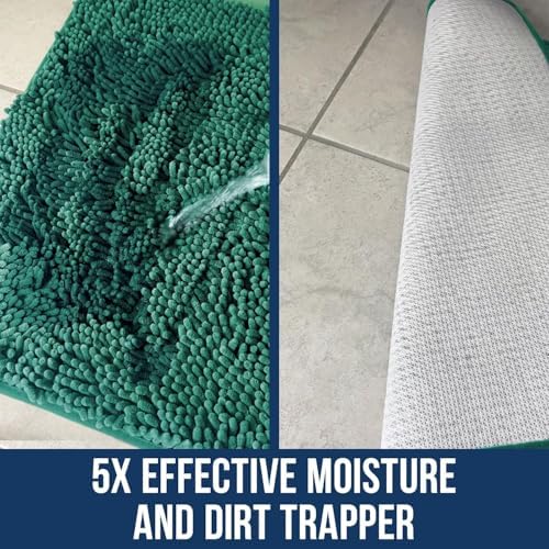 Muddy Mat® | Chenille Bathroom Rugs Quick Dry Microfiber Mats Non Slip Washable, Extra Thick, Soft and Highly Absorbent Bath Mats for Bathroom, Kitchen, and Shower Floor - Seafoam Green 36"x60"