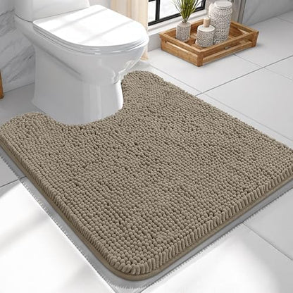 OLANLY Toilet Rugs U-Shaped 24x24, Soft Absorbent Chenille Contour Rugs