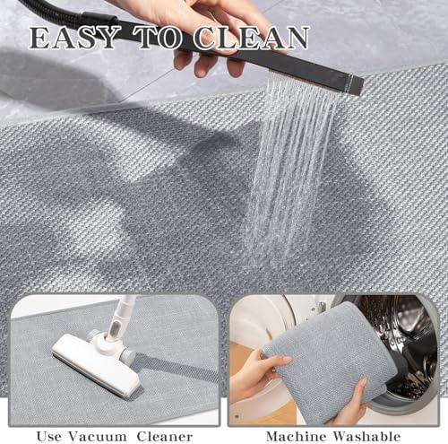chakme Bathroom Rugs Mat 47x17, Ultra Thin Non Slip Bath Mat Runner Quick Dry Absorbent Bath Mat for Bathroom Floor, (Light Grey, 47"x17")