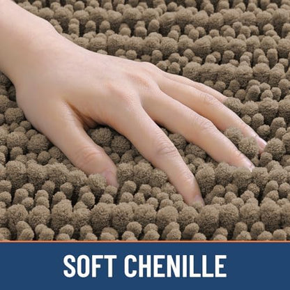 Smiry Bathroom Rugs 24X16, Extra Soft Rubber Backing Chenille Bath Mats