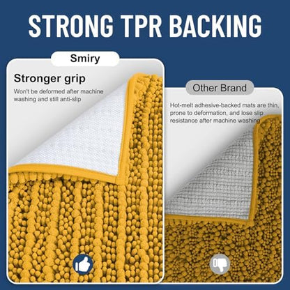 Smiry Bathroom Rugs 34X21, Extra Soft Rubber Backing Chenille Bath Mats