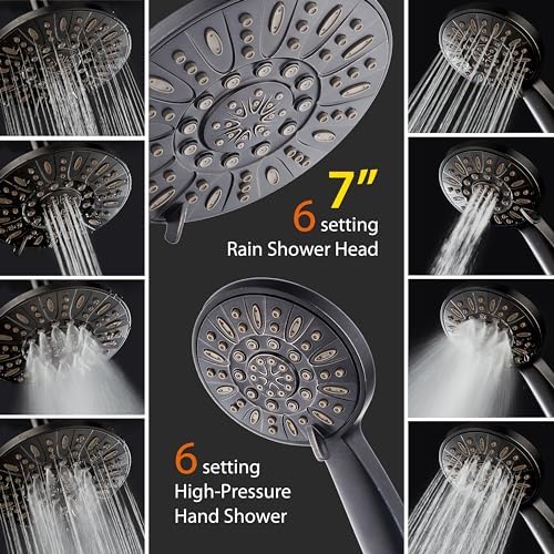AquaDance 7" Premium High Pressure 3-way Rain & Handheld Shower Head Combo
